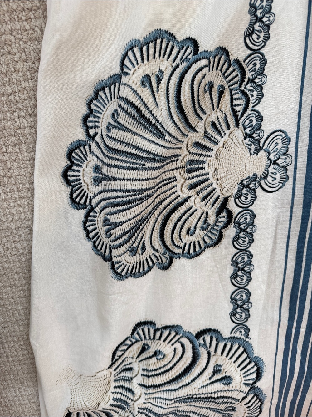 Christian Lacroix White Linen Maxi Dress with Blue Coastal Shell Motif - Picture 4 of 9